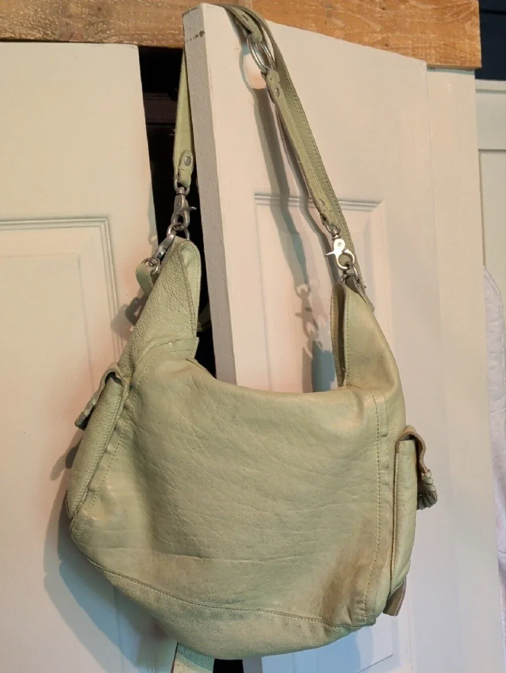 We The Free Soft Mint Green Women's Leather Shoulder Bag - Soft Hobo Style